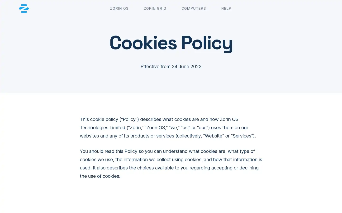Screenshot of zorin.com