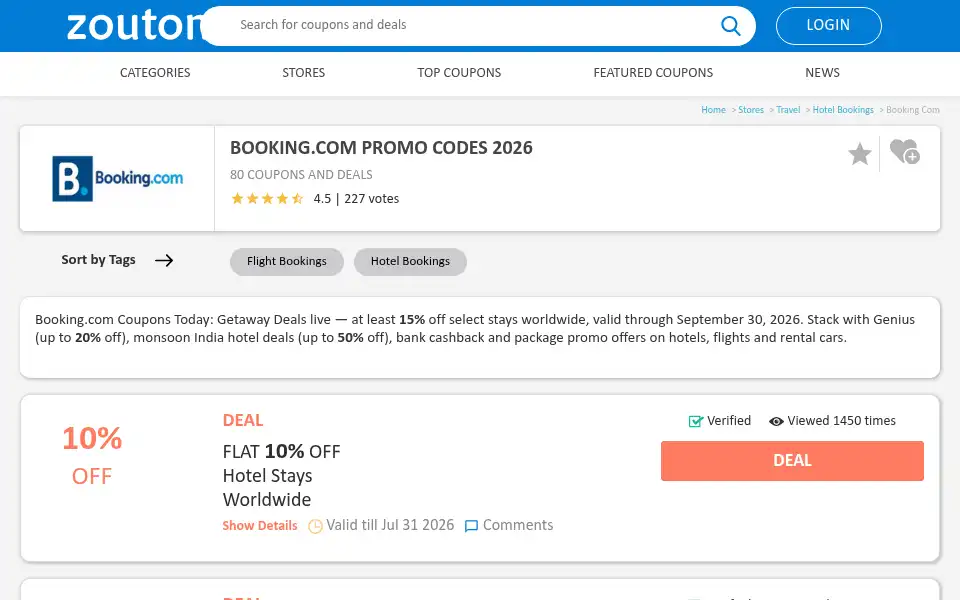 Screenshot of zoutons.com