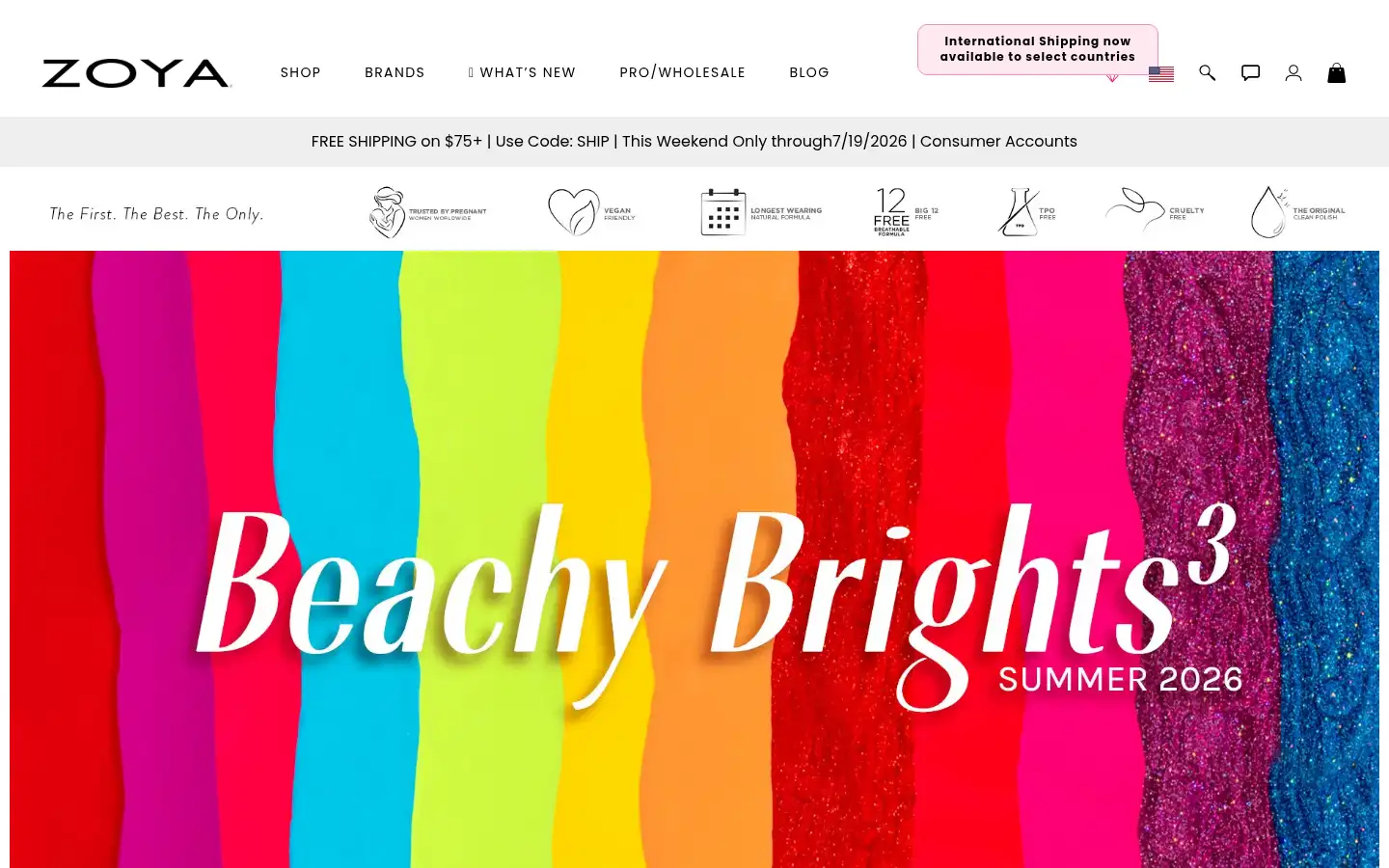 Screenshot of zoya.com