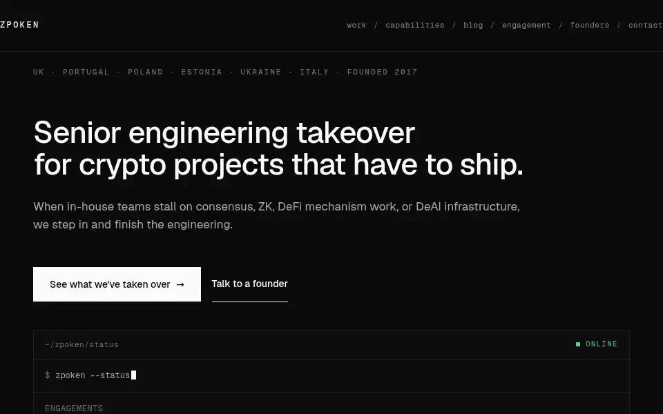 Screenshot of zpoken.io