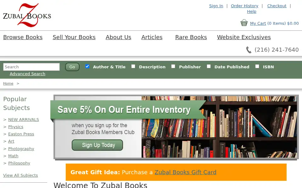 Screenshot of zubalbooks.com