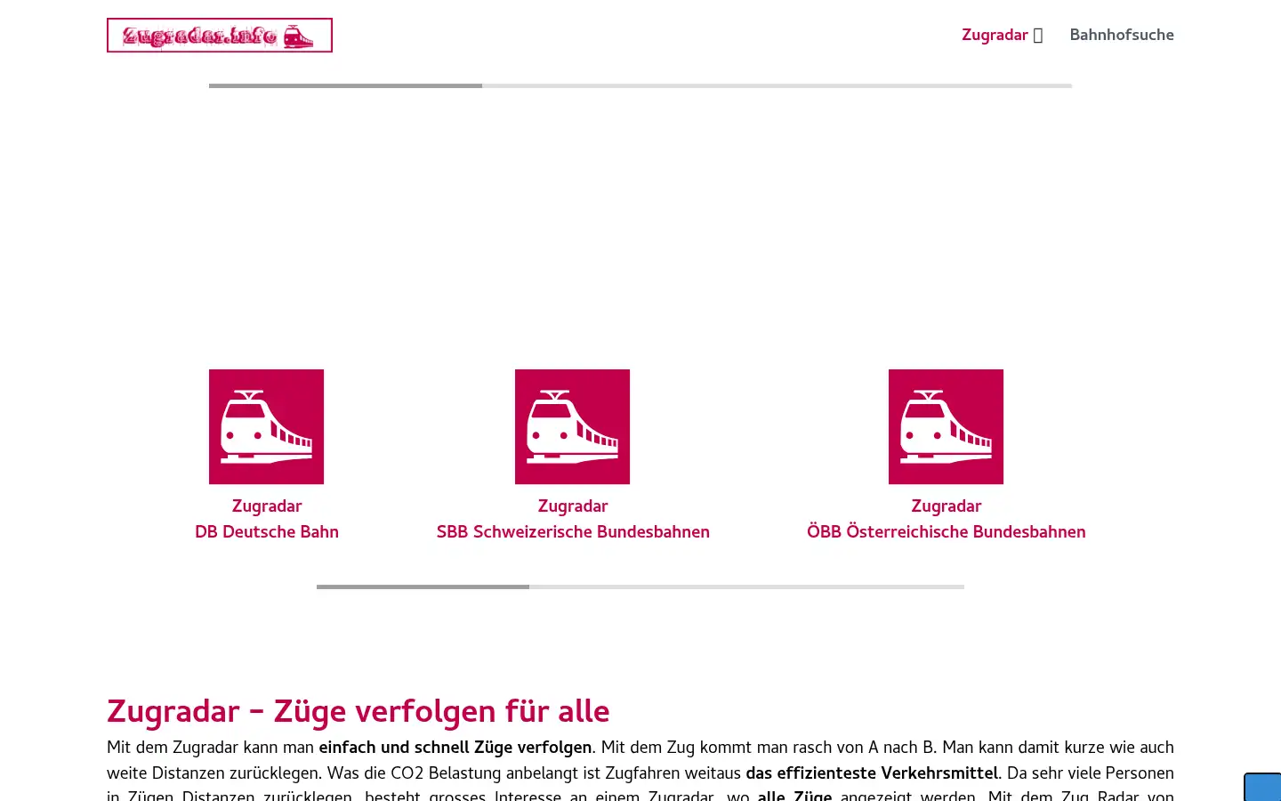 Screenshot of zugradar.info