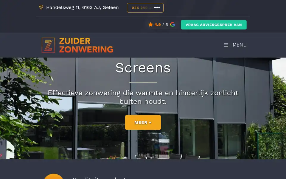 Screenshot of zuiderzonwering.nl
