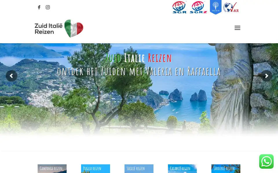 Screenshot of zuiditaliereizen.nl