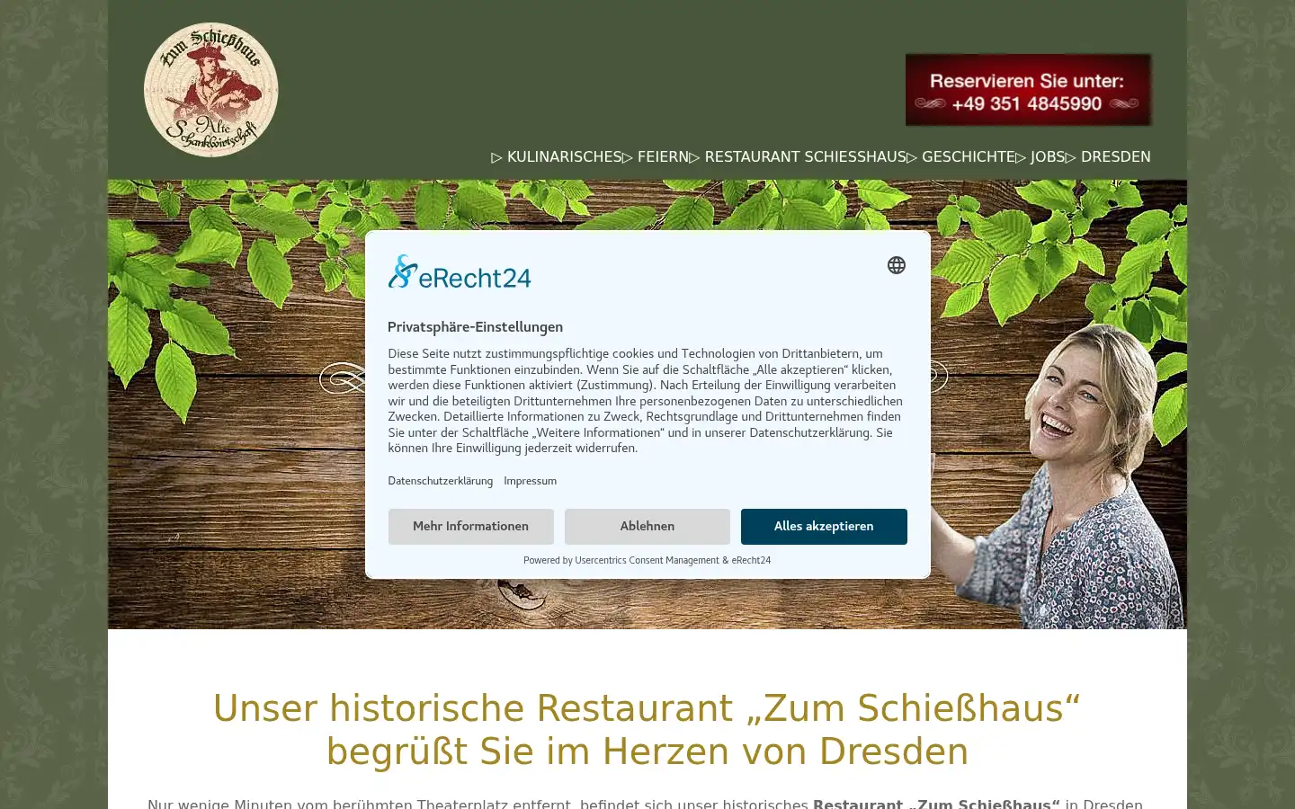 Screenshot of zum-schiesshaus.de