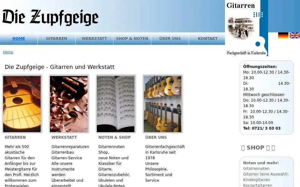 Screenshot of zupfgeige.com