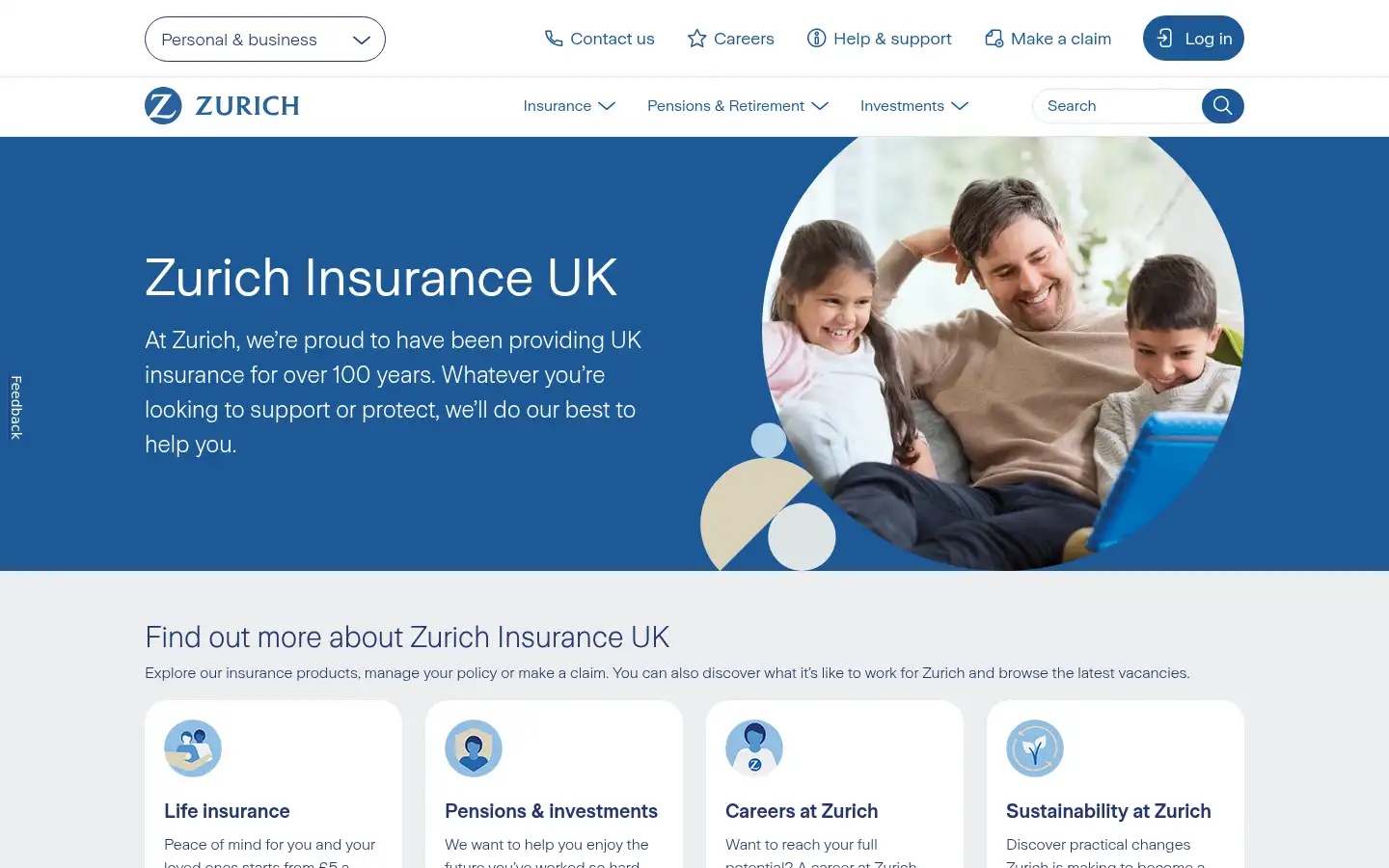 Screenshot of zurich.co.uk