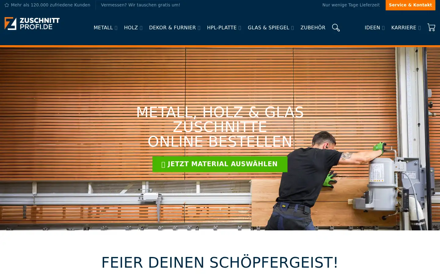 Screenshot of zuschnittprofi.de