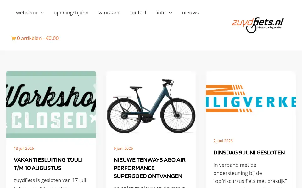 Screenshot of zuydfiets.nl