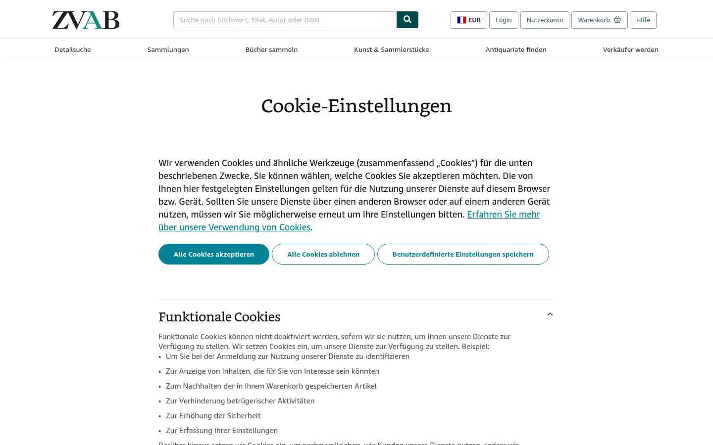 Screenshot of zvab.com