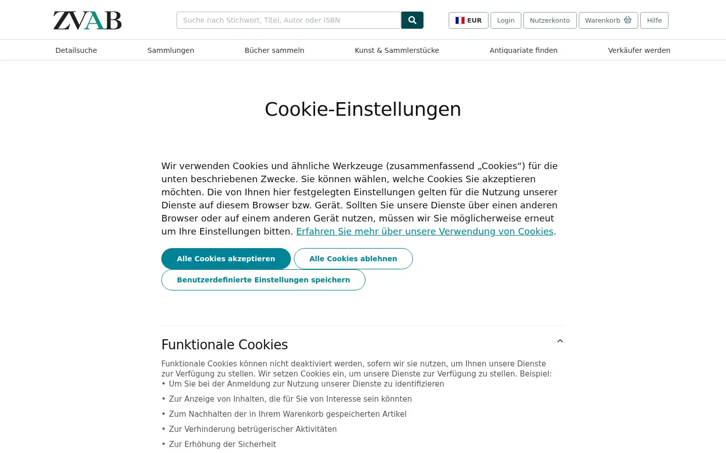 Screenshot of zvab.de