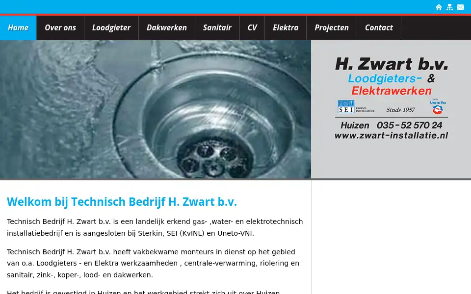 Screenshot of zwart-installatie.nl