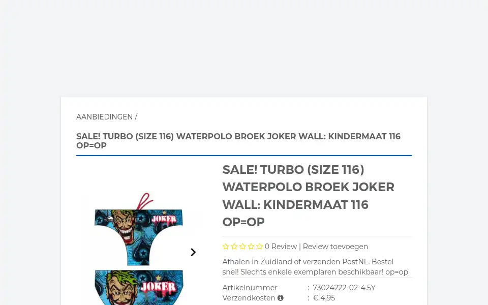 Screenshot of zwemsportkleding.nl