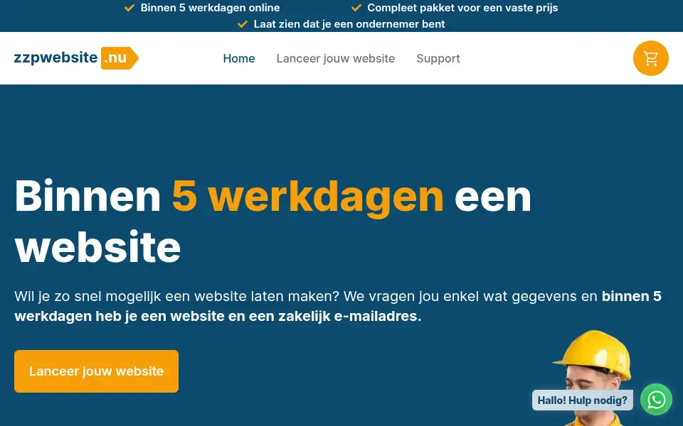 Screenshot of zzpwebsite.nu